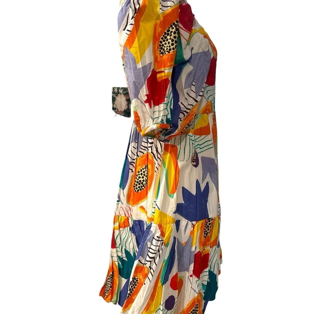 Oliphant Dress Bubble Hem Mini Dress XS Papaya Print Multicolor NWT 🍍 - Picture 5 of 7